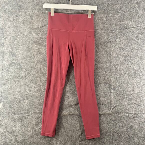 Athleta Leggings XS Petite Victorian Berry Salutation Stash Pocket Tight Workout - Picture 3 of 16